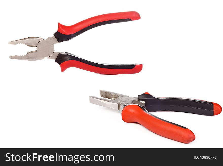 Isolated red and black pliers