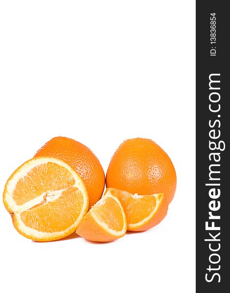 Sliced yellow orange on white