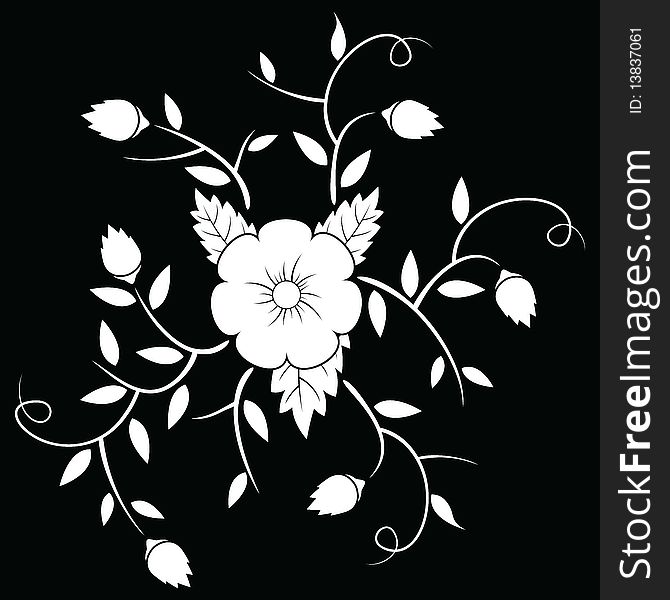 Isolated on black flower silhouette for your design