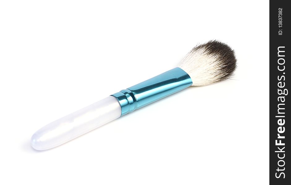 Brush for makeup on white background closeup. Brush for makeup on white background closeup