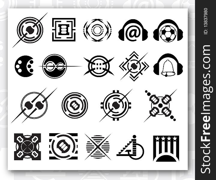 Set of logos black on white. Set of logos black on white