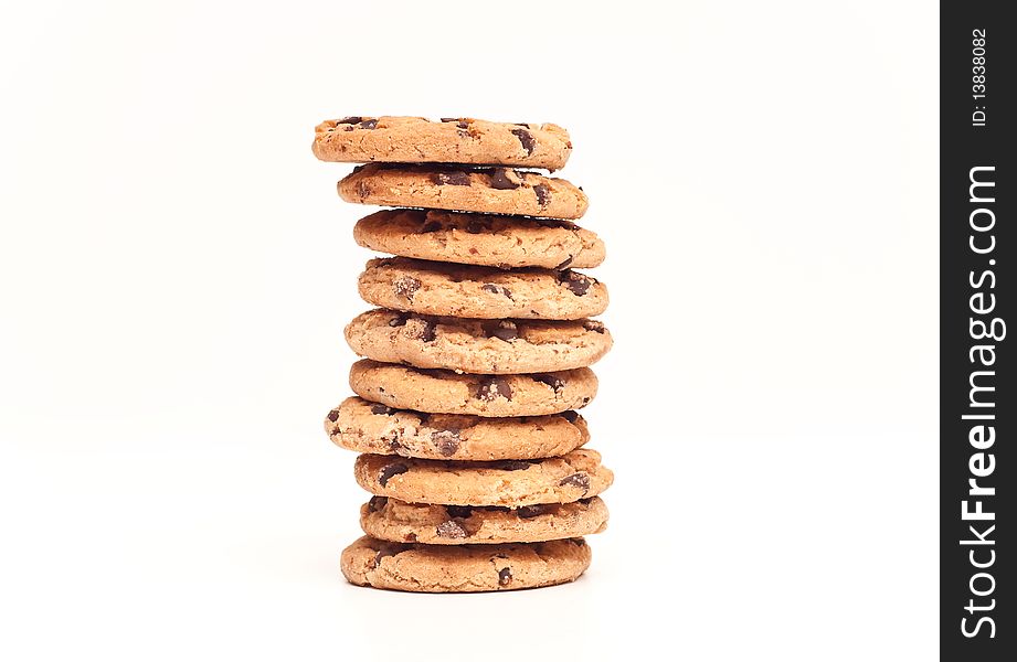 A tower of cookies isolated on white. A tower of cookies isolated on white.