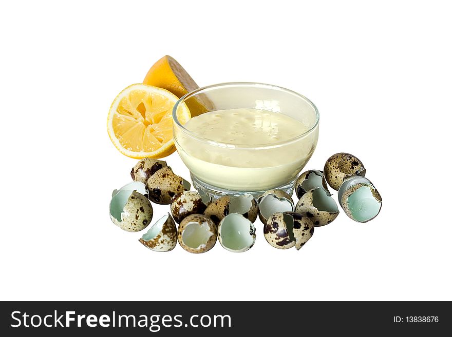 Mayonnaise From Quail Eggs And Cut Lemon