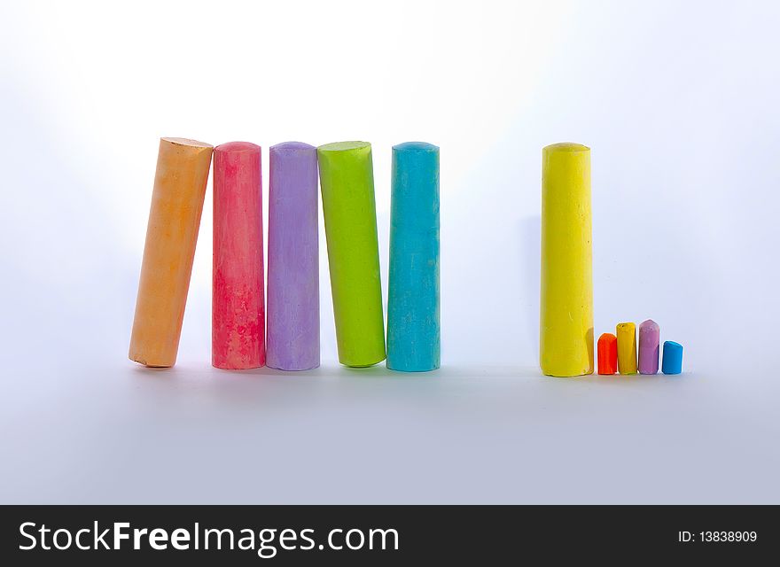 Big and small multicolor chalk sticks