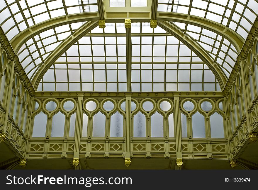 Elaborate metal ceiling in Neo-Renaissance style