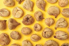 Flat Lay Composition With Dried Figs On Color Background. Royalty Free Stock Photos