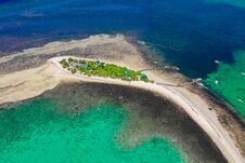 Tropical Sea Coast-Islands With White Sand, Local Huts, Palm Trees. Aerial View From The Drone Royalty Free Stock Photo