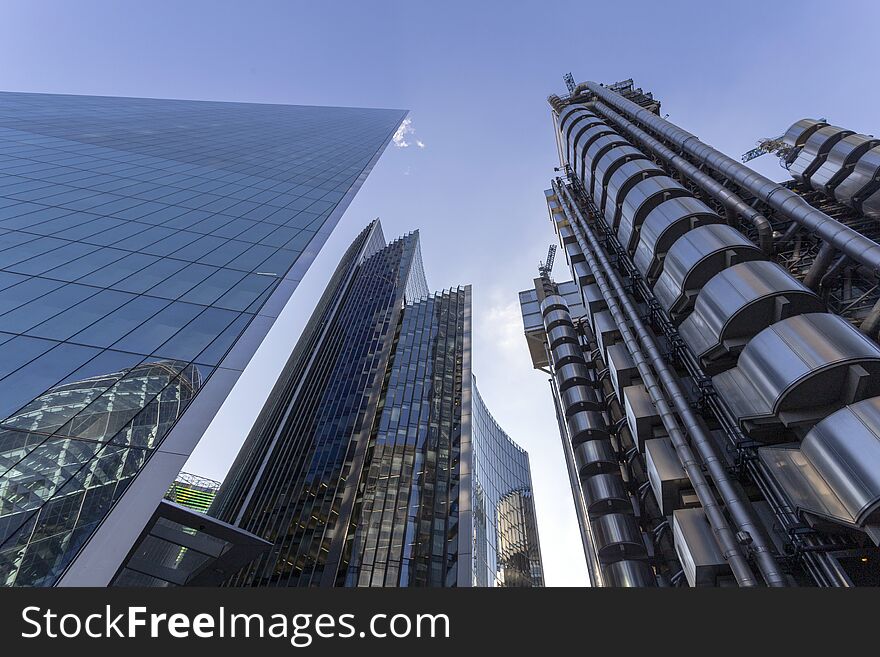 Office buildings in downtown London in a sunny winter day. Office buildings in downtown London in a sunny winter day