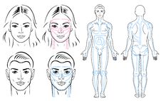 Facial And Body Massaging Lines For Man And Woman Stock Image Facial And Body Massaging Lines For Man And Woman Stock Image