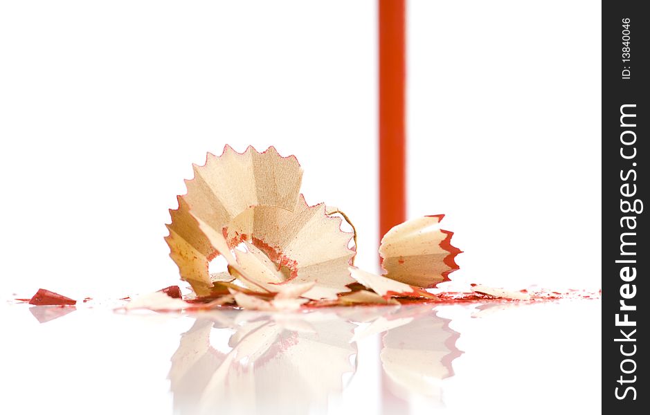 Sharpened pencil and wood shavings