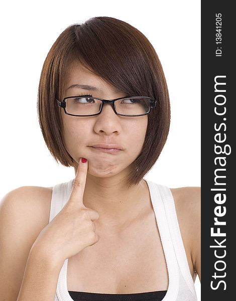 Asian girl with spectacles and expression