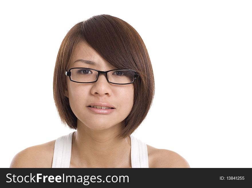 Asian girl with spectacles and expression