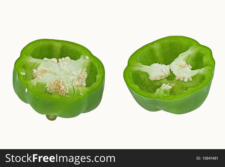 Cut Green Pepper On The Table