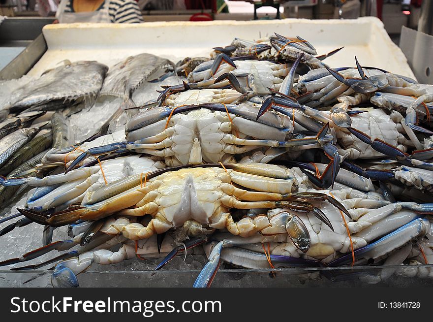 Flower Crabs In The Wet Market