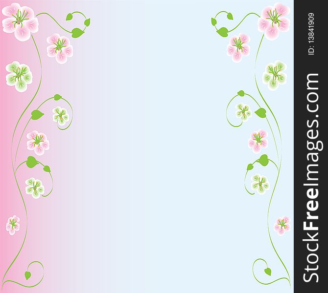 Floral background with spring flouwers and leafs