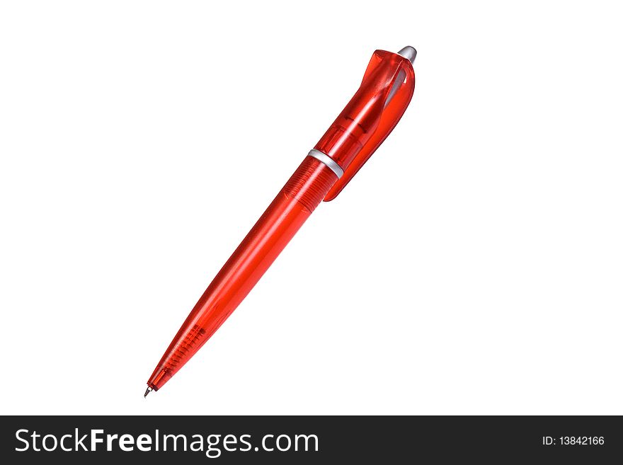 Red standing pen at white