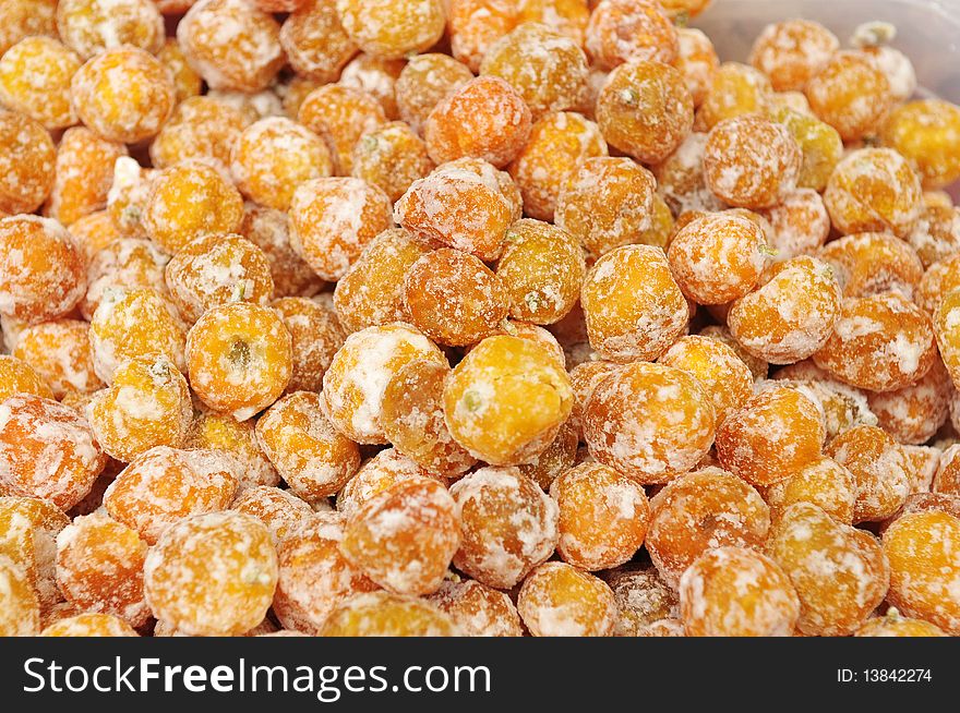 Preserved fruit covered with sugar. Preserved fruit covered with sugar