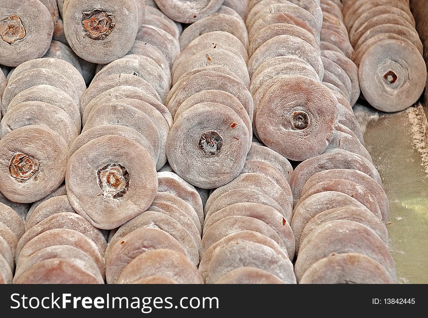 Dried and preserved plum in the market