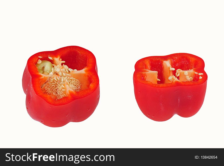 Half Cut Red Pepper And Seed