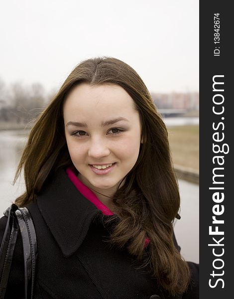 Portrait Woman Smiling In Street