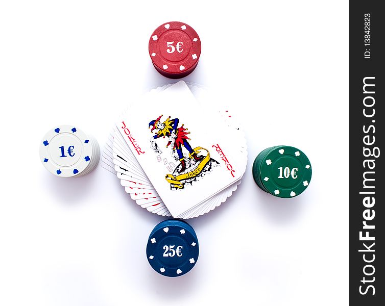 Chips Of Poker And Playing Cards