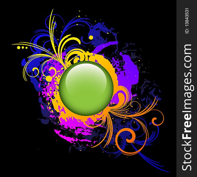 Colorful_grunge_background_and_green_glossy_button