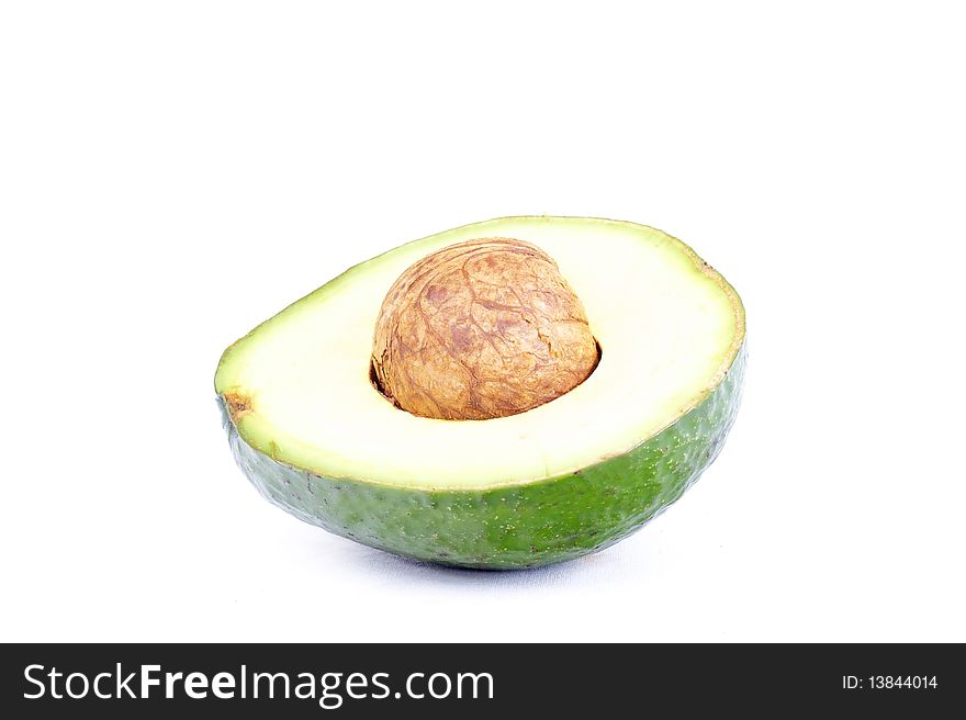 Closed-up cutted avocado  isolated on white