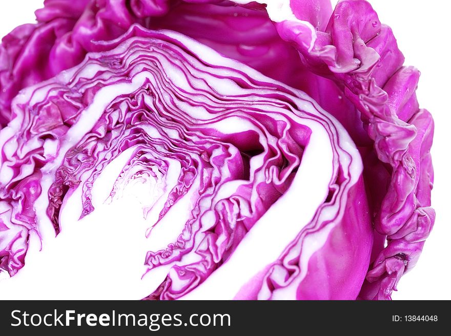 Cutted Violet Cabbage Isolated On White