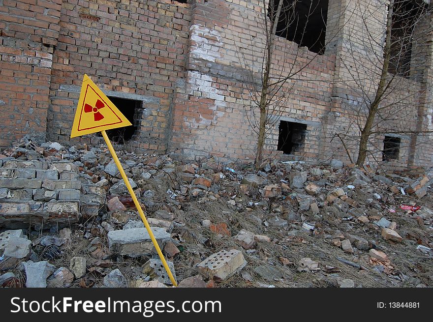 Near Chernobyl area. Modern ruins. Ukraine. Kiev region. Near Chernobyl area. Modern ruins. Ukraine. Kiev region