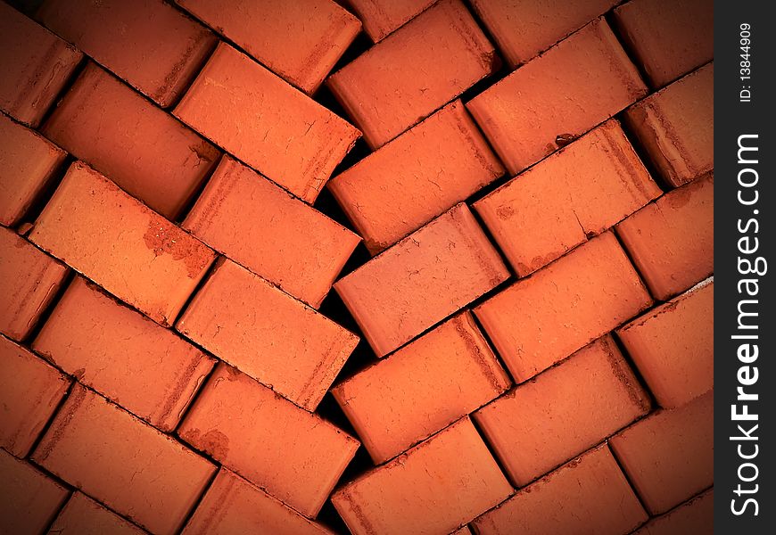 The pile of brick closeup.