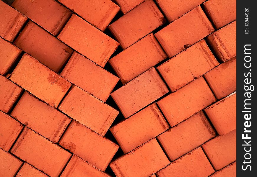 The pile of brick closeup.