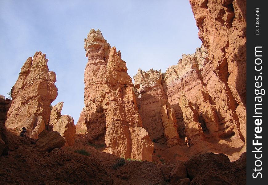 View up from the Bryce canyon