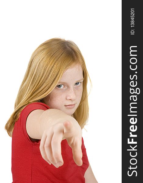 Sad Looking Redhead Girl Pointing You Free Stock Photos