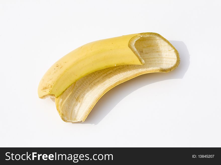Peel from the eaten banana. Peel from the eaten banana