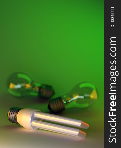 Economic light bulb on green background. Economic light bulb on green background.