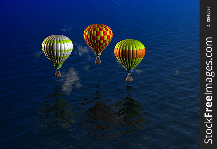 Balloons on the background of the sea