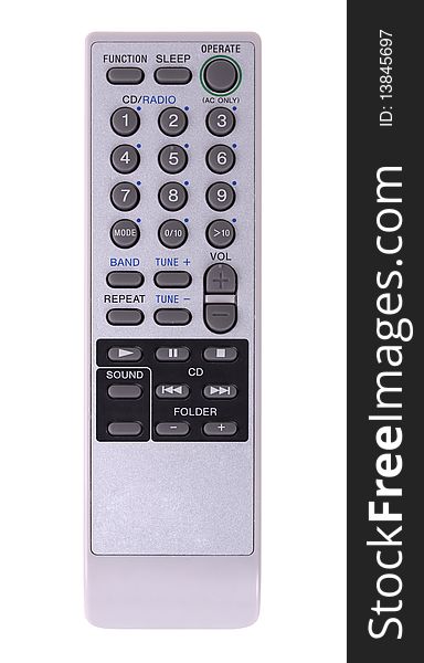 Grey remote control isolated on white background