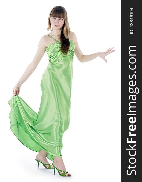 Bright picture of lovely woman in green dress