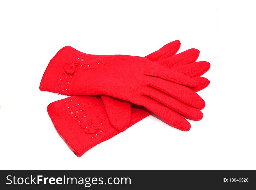 Photo of the red gloves on white background