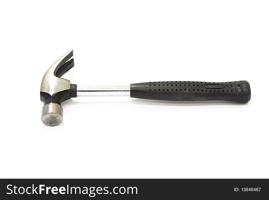 Steel handle black  hammer isolated on white
