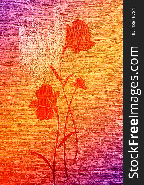 Amazing poppies on the  canvas background. Amazing poppies on the  canvas background.