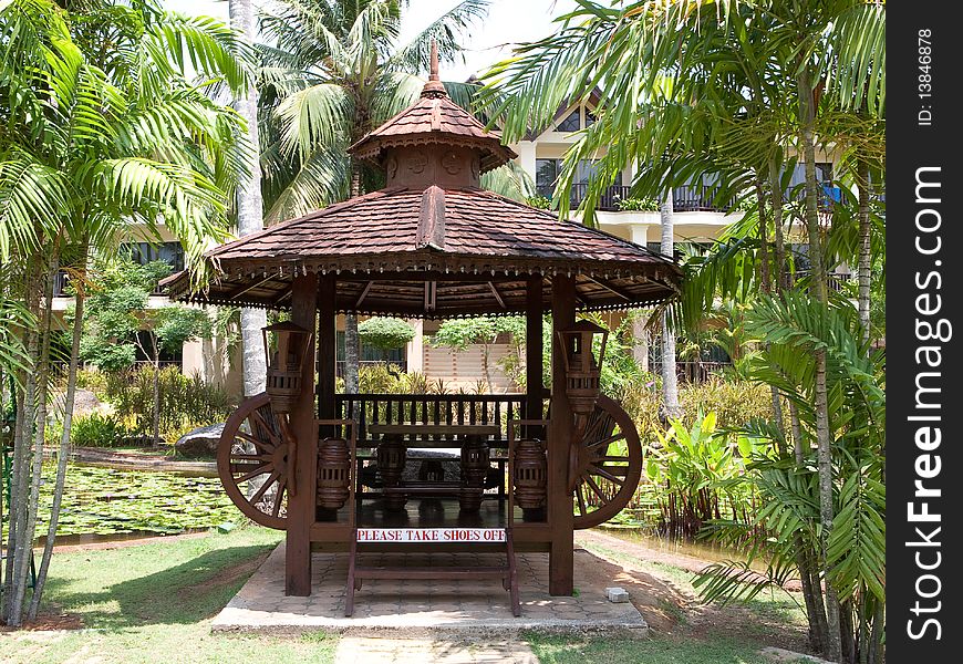 Asian wooden arbour in thailand