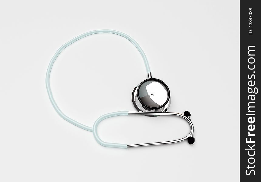 3d render blue stethoscope on a white background