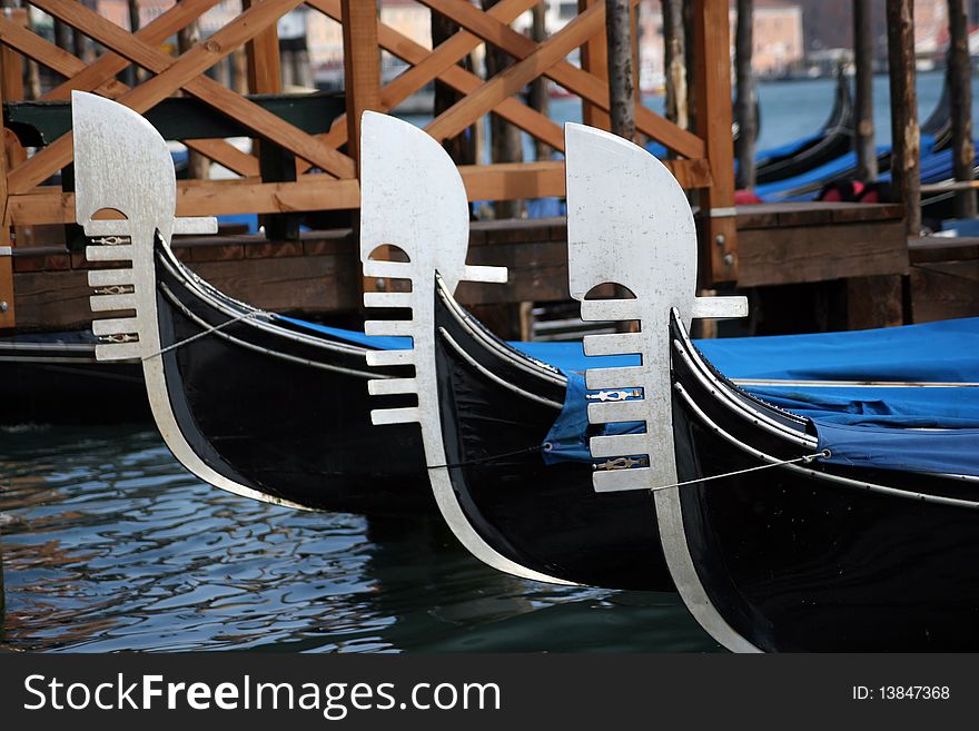 Prows Of Gondolas, Venice