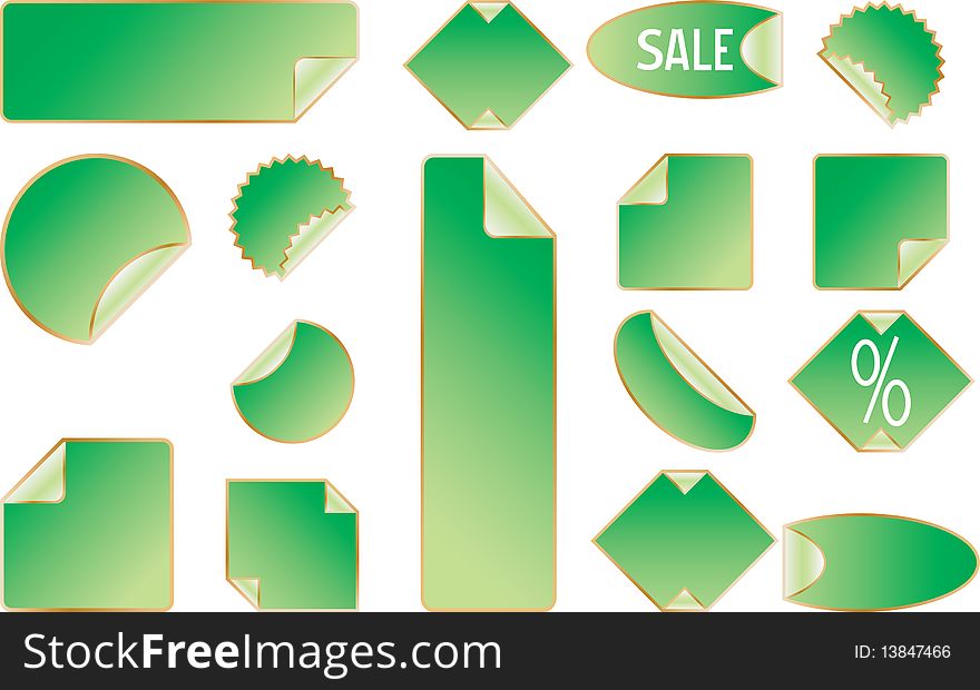 Green sticker vector set . Vector will be additional. Isolated on a white background. Green sticker vector set . Vector will be additional. Isolated on a white background