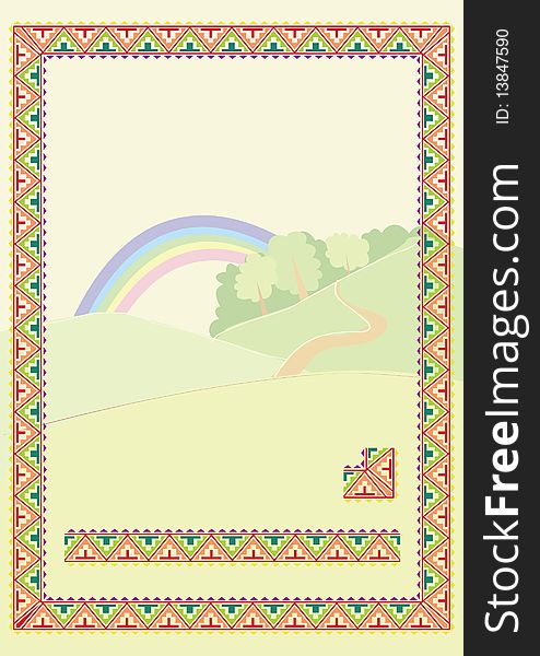 Landscape background with ornament elements