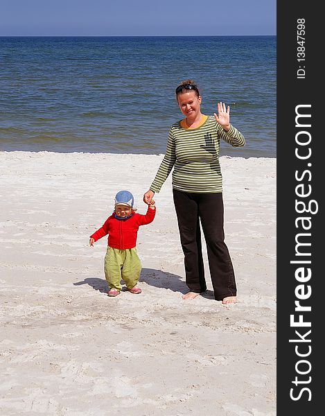 Fun and science of walking on beach, first steps. Fun and science of walking on beach, first steps