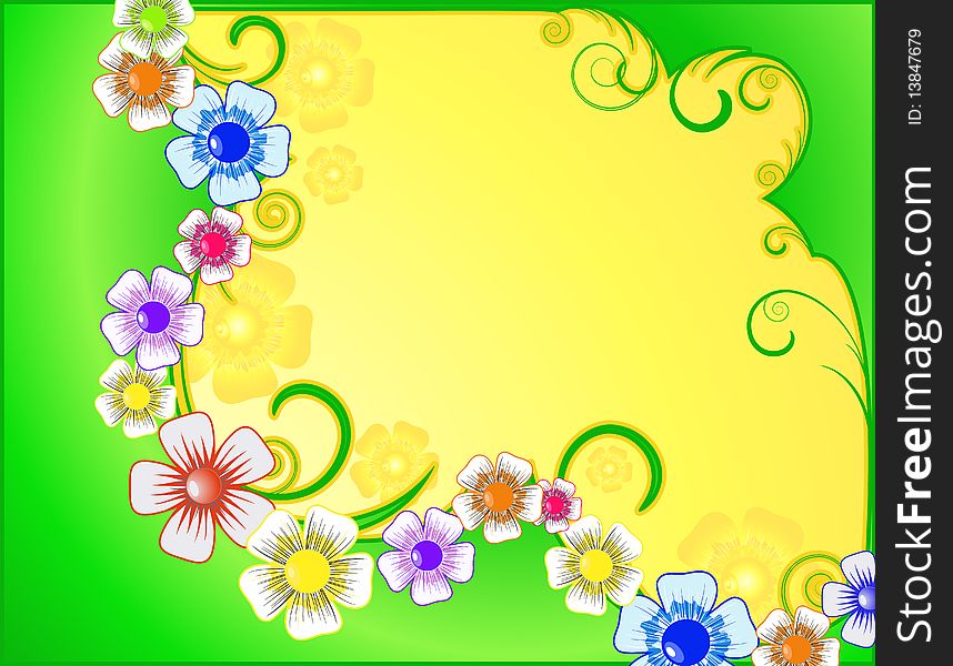 Bright, colorful background with wild flowers. Bright, colorful background with wild flowers