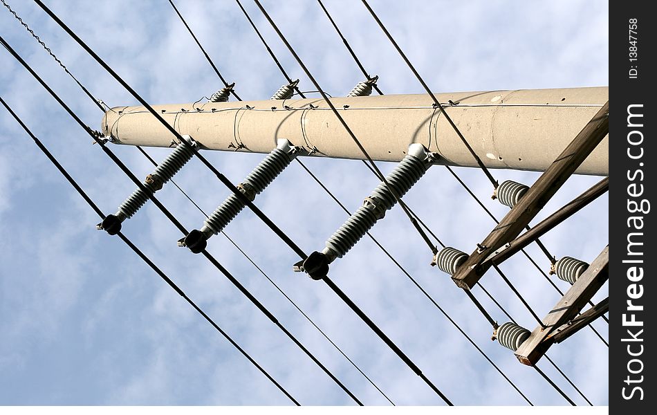 Tangent tower and wires in a sky