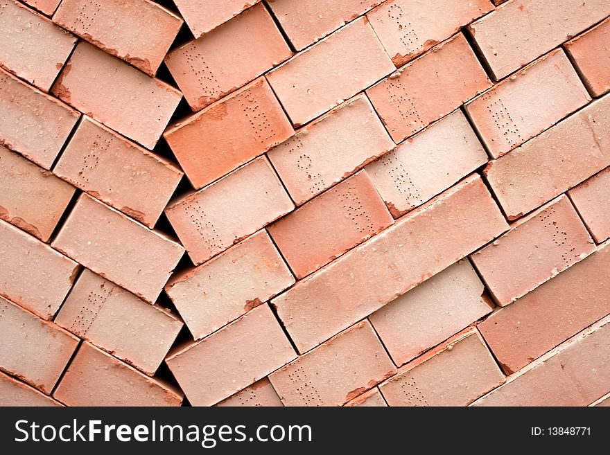 Background Of Many Red Bricks For Cinstruction